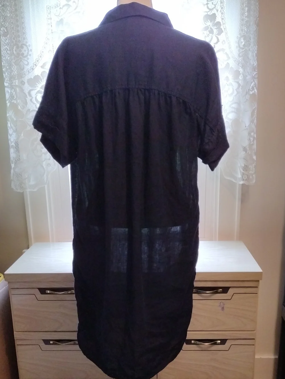 J. Crew Navy Short-Sleeve Linen Button-Down Shirt Dress Size M